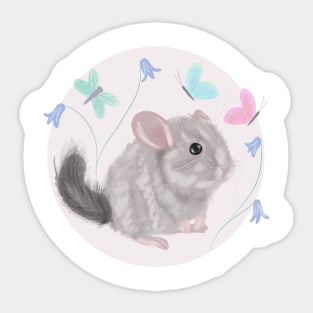 Chinchilla & florals Sticker